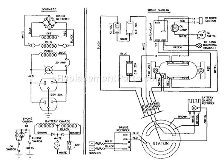 Page C Diagram and Parts List for 8968-1 A2400 Briggs and Stratton Generator